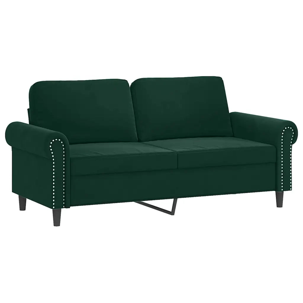 Set di Divani 2 pz con Cuscini Verde Scuro in Velluto 3202232
