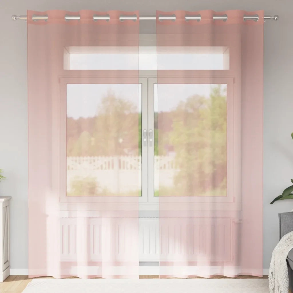 Tende in Voile con Occhielli 2 pz Rosa 140x245 cm 4102098