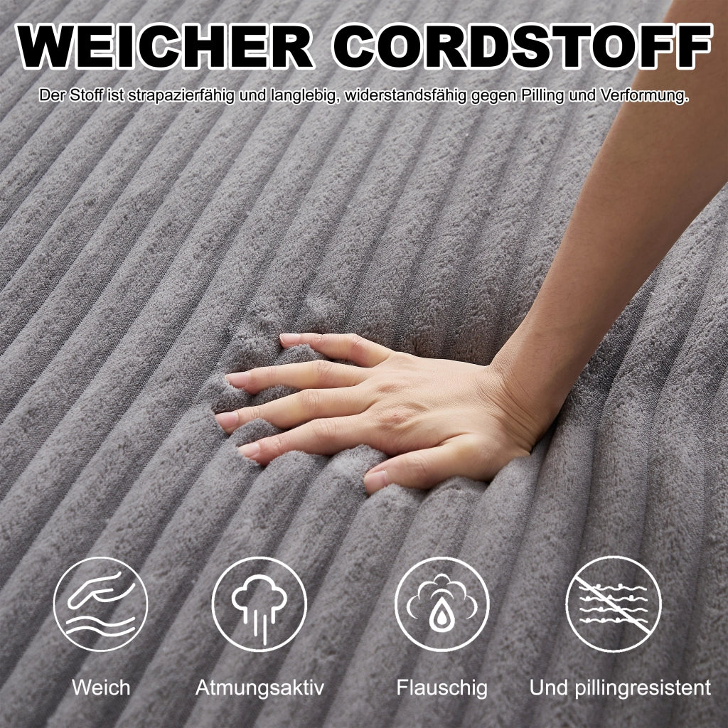 Divano Letto Modulare 2 in 1 con Pouf ¨C MINIMAL ¨C Velluto a Coste, Cuscini Inclusi