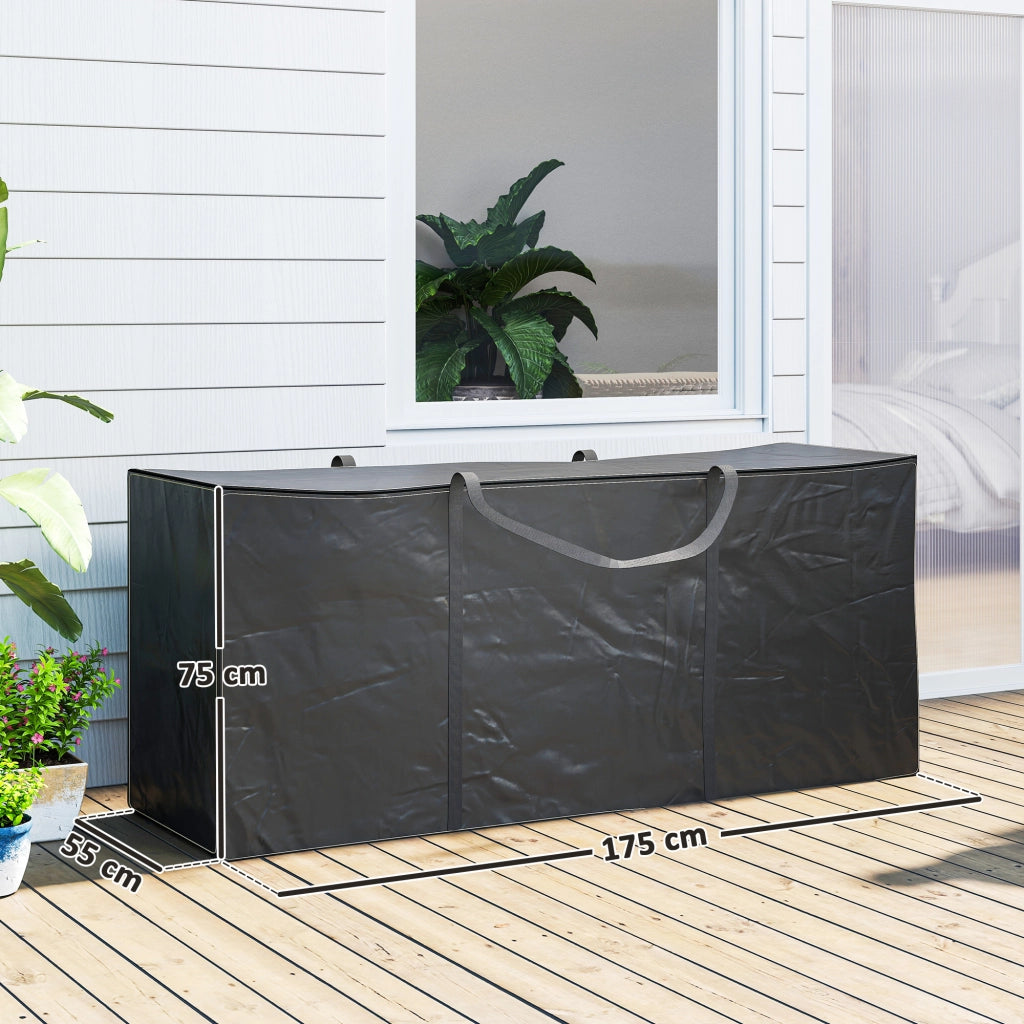 Borsa per Cuscini da Giardino Impermeabile 720L ¨C Minimal ¨C Nero 125x40x55cm
