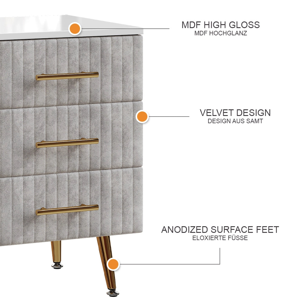 Vicco Comodino Grigio 41 x 62 cm Set di 2