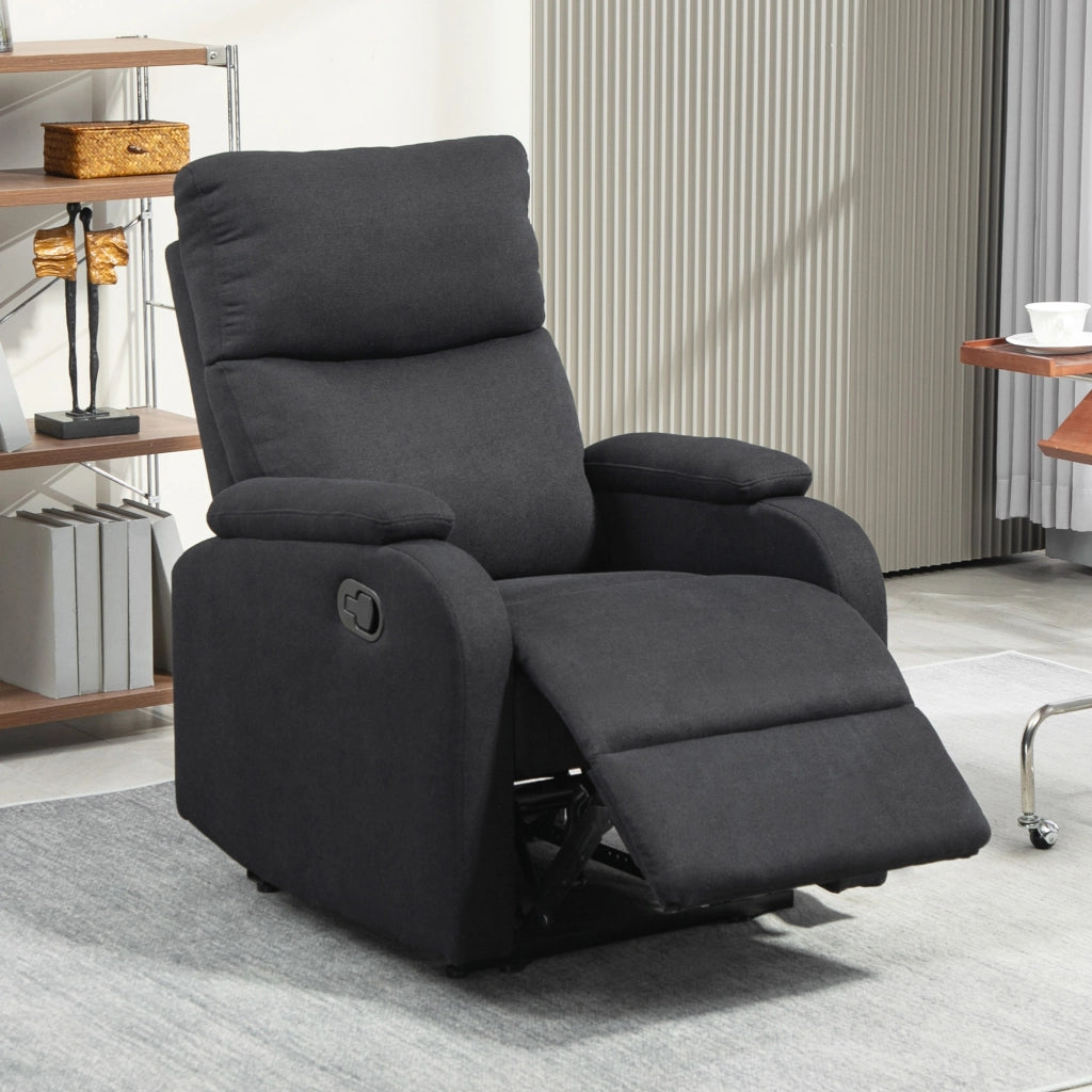 Poltrona Reclinabile con Poggiapiedi Imbottita in Tessuto ¨C Minimal ¨C Nero