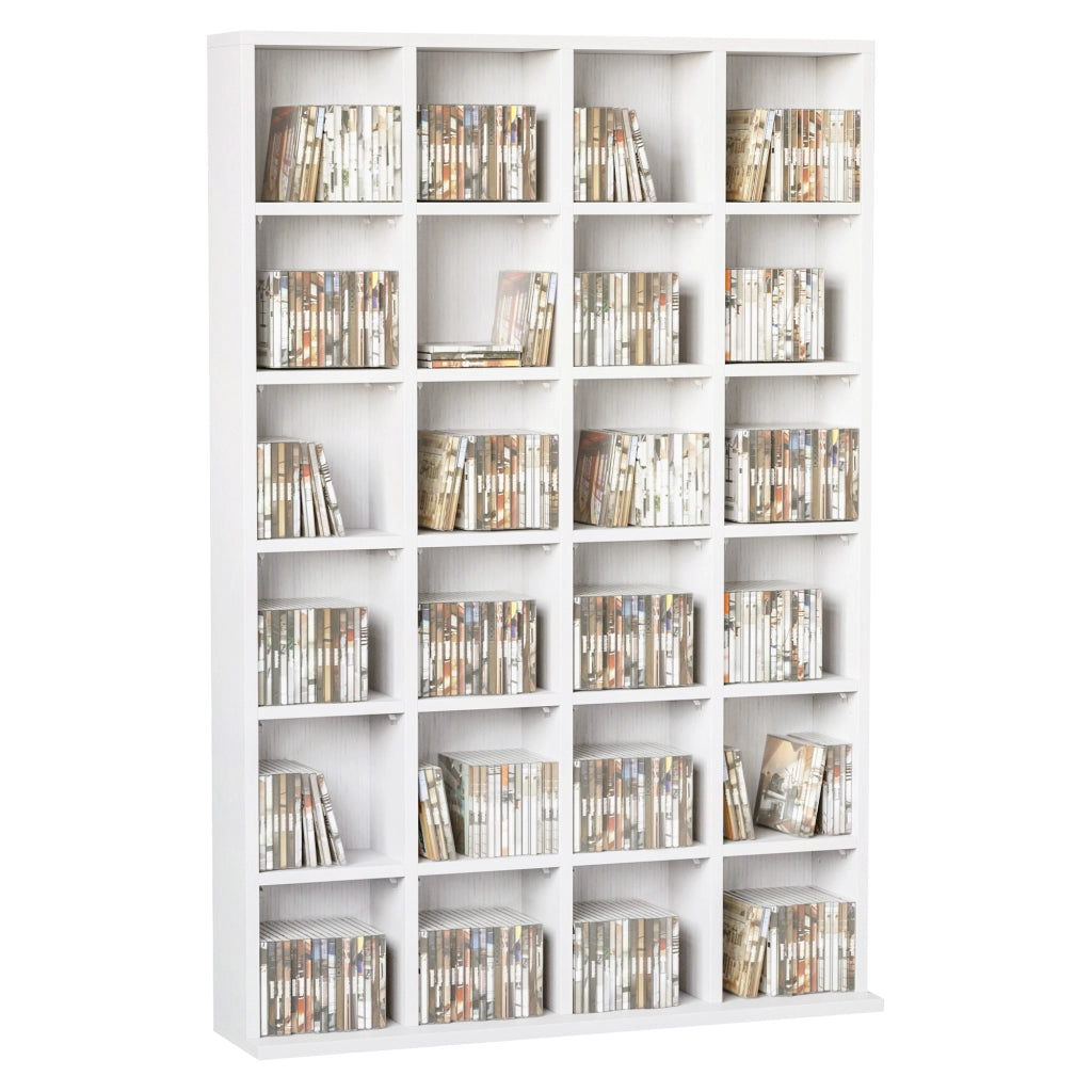 Libreria Mobile Multimedia 456 CD 336 DVD ¨C Xylo ¨C Legno Bianco Scaffale Ripiani Regolabili 89x130,5cm