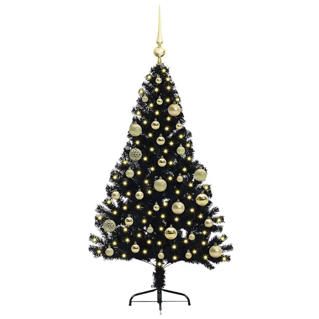 Albero di Natale artificiale con luci integrate Nero 120 cm PVC 3397119
