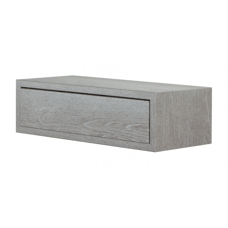 Mensola da Muro con Cassetto, Comodino Sospeso, Mensola da Parete, Rovere Grigio Nuovo, 45x13,4 p20 cm - Legolo