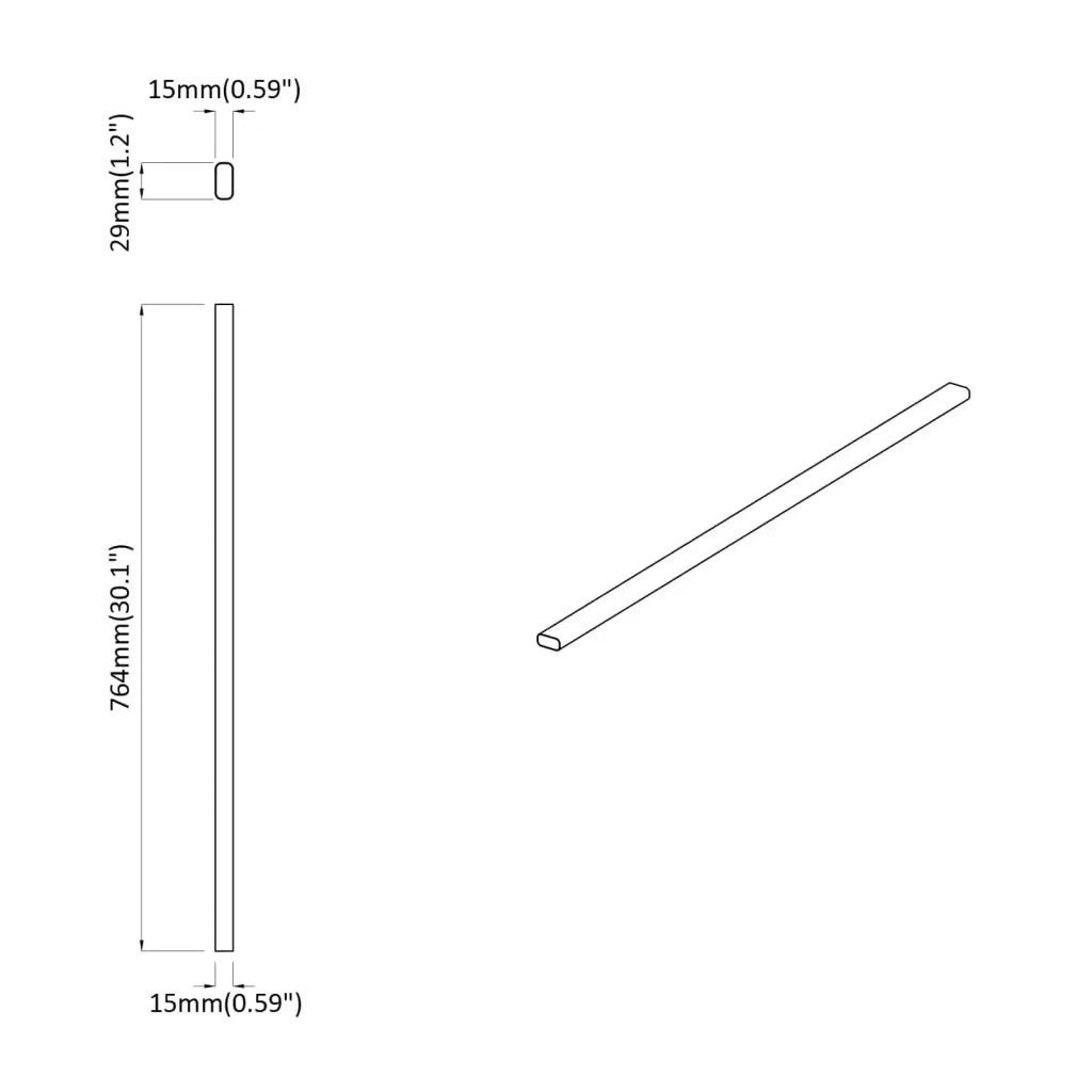 Asta per armadio 2 pcs Argento 764 x 15 x 29 mm 864891