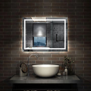 specchio rettangolare 80 x 60 cm con luce led antiappannamento e touch
