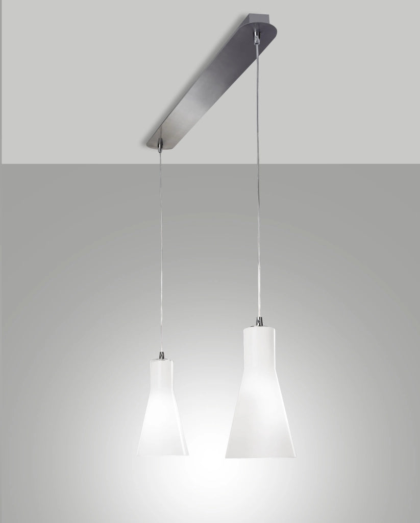 Lampada a Sospensione Diana in Metallo e Vetro Soffiato, Finitura Cromo, Attacco E27 2x 60W, IP20, Design Elegante e Moderno, Codice 2753-46-138