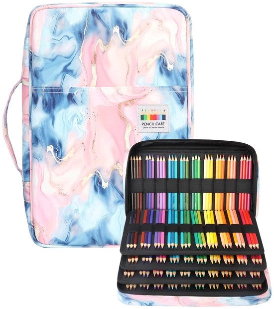 Tas per pennarelli grande capacità - Impermeabile contenitore per pennarelli - Set di strumenti per la scrittura - 304 pennarelli colorati - Materiale resistente Oxford-Polyester - Cinturini elastici - Contenitore per pennarelli