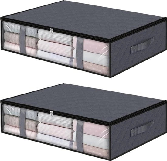Set di 2 cassetti da letto - Design compattibile per abiti e coperte - 60x45x15 cm