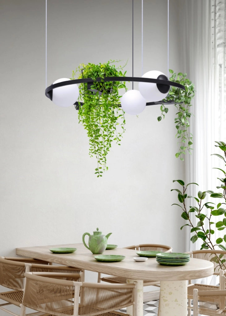 Lampada a sospensione Zuma Line PLANT 3xE27 nero/bianco