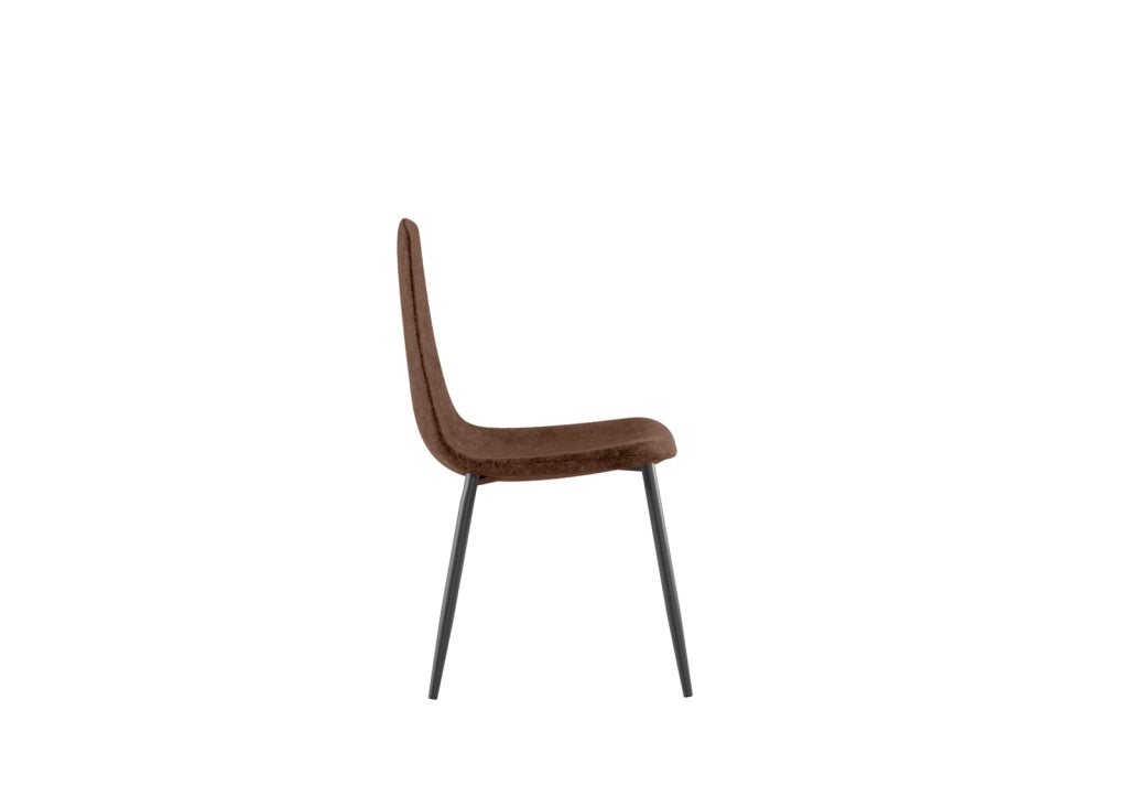 Sedia Brigitte in Similpelle Marrone con Struttura in Metallo Antracite - Seduta Imbottita Design Moderno Industrial - 4 Pezzi
