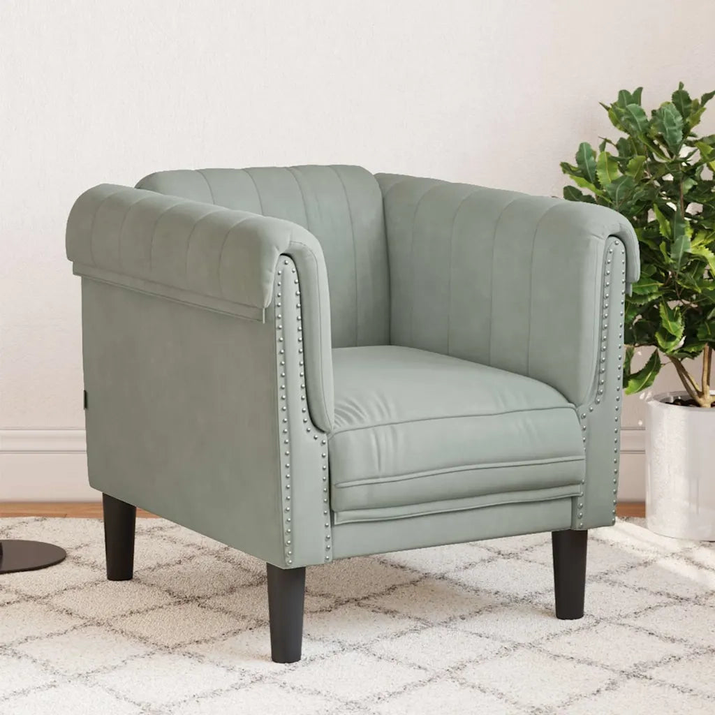 Poltrona | Sedia Relax Grigio Chiaro in Velluto