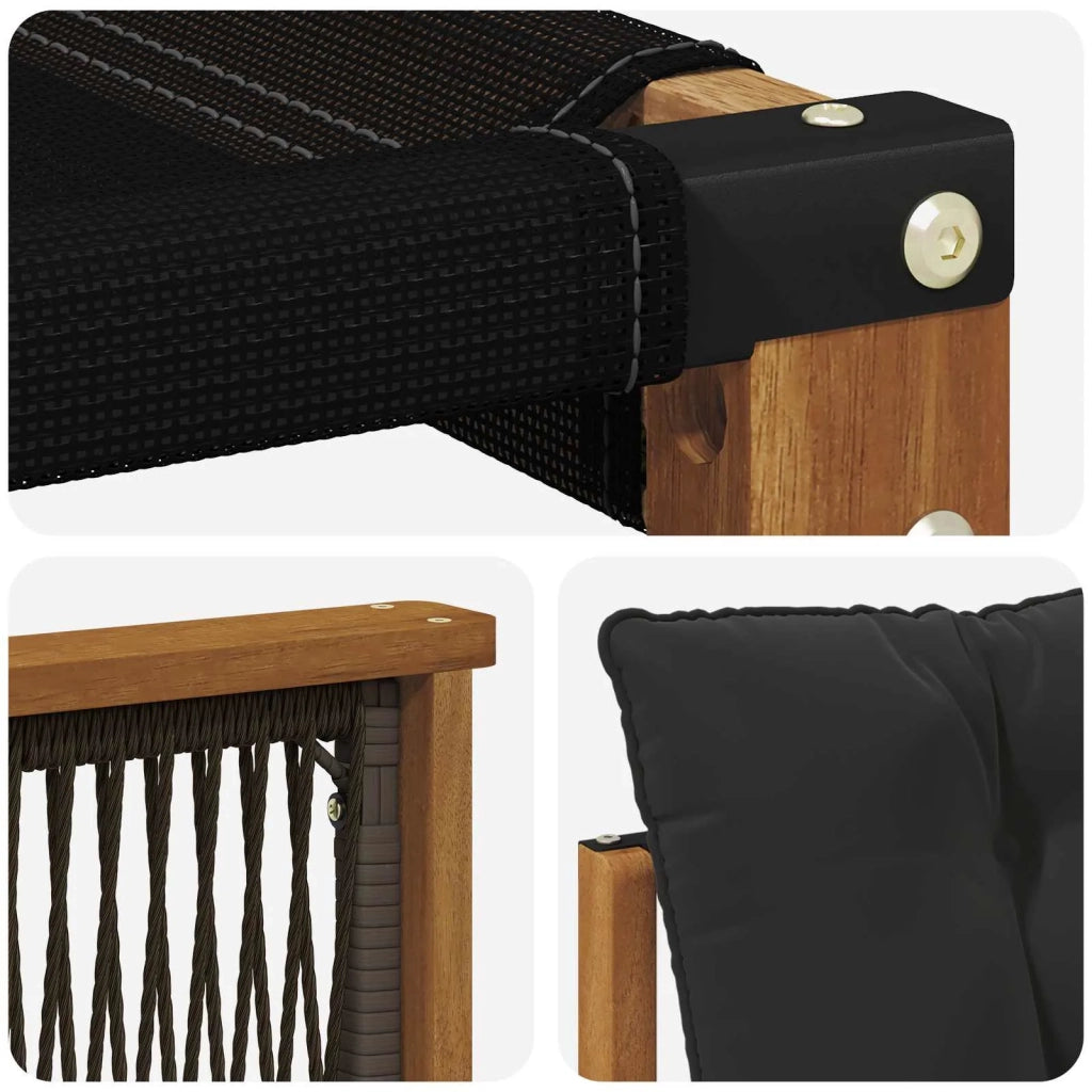 Set di divani da esterno con cuscino 5 pcs Naturale e Nero 3381888