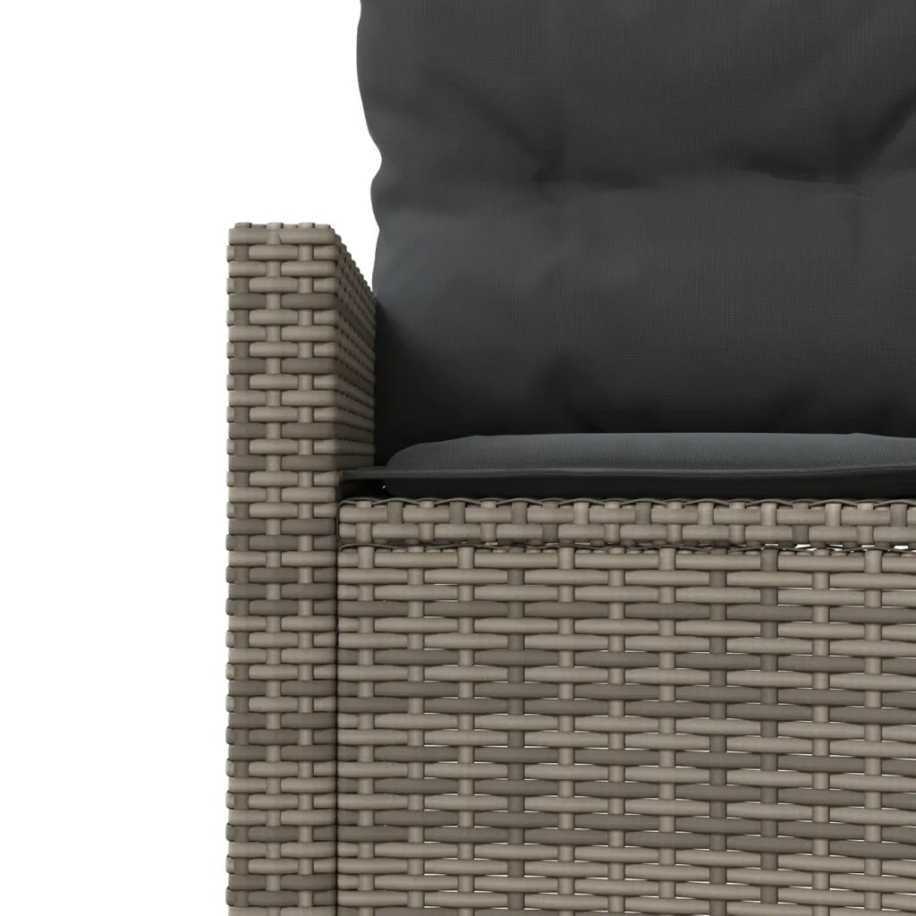 Divano da Giardino Tavolo e Cuscini Circolare Grigio Polyrattan 3318536
