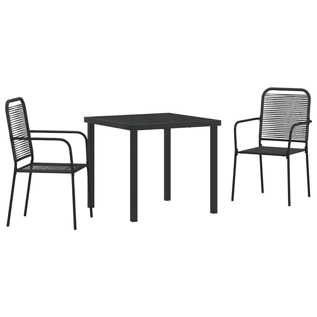 Set da Pranzo per Giardino 3 pcs Nero