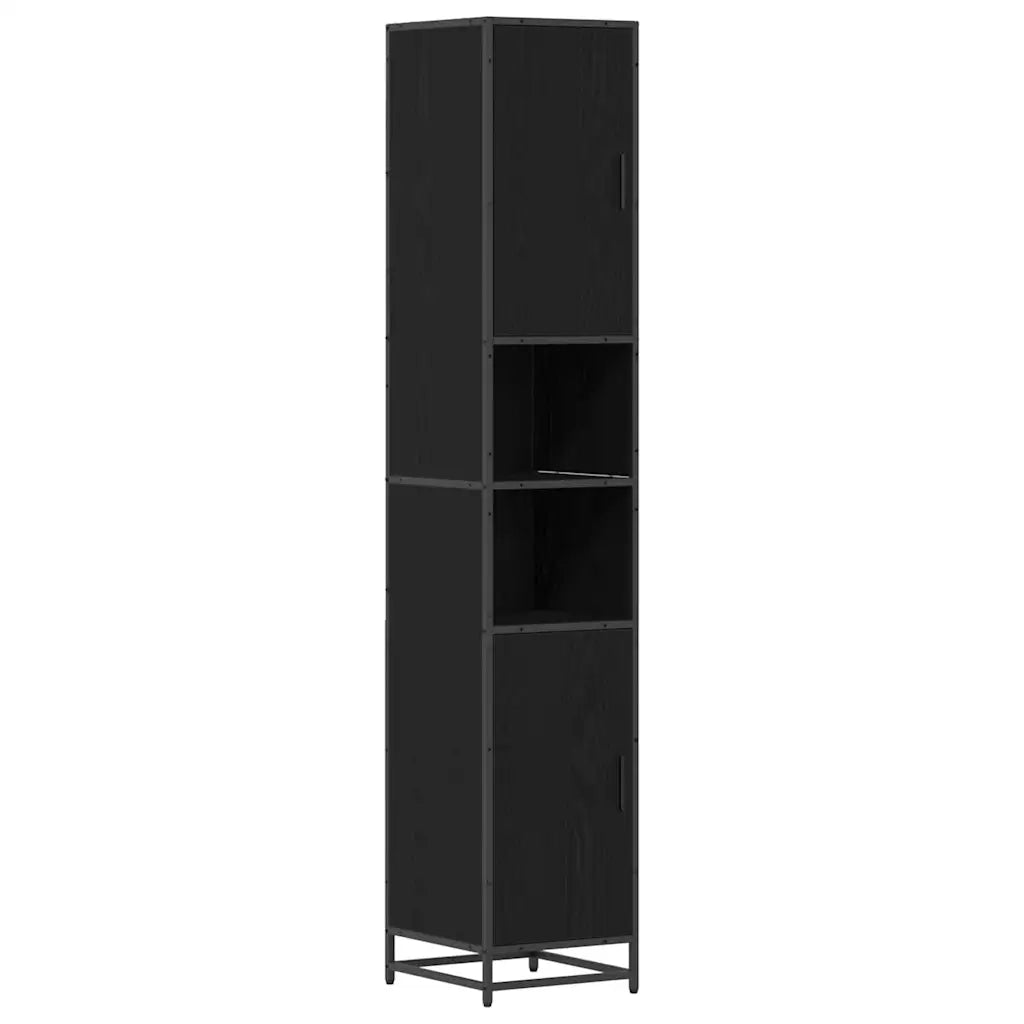 Set di mobili per il bagno 2 pcs Rovere Nero Legno multistrato