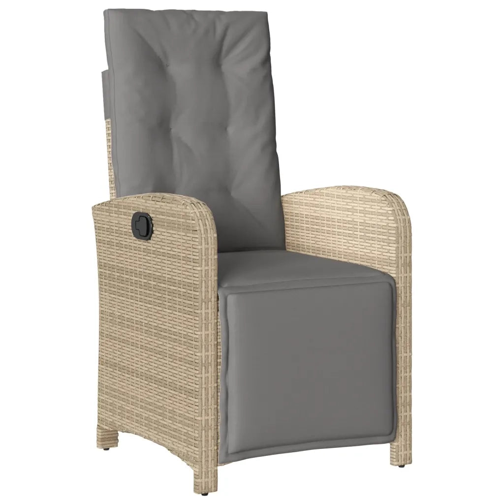 Set Pranzo da Giardino 7 pz con Cuscini Beige Misto Polyrattan