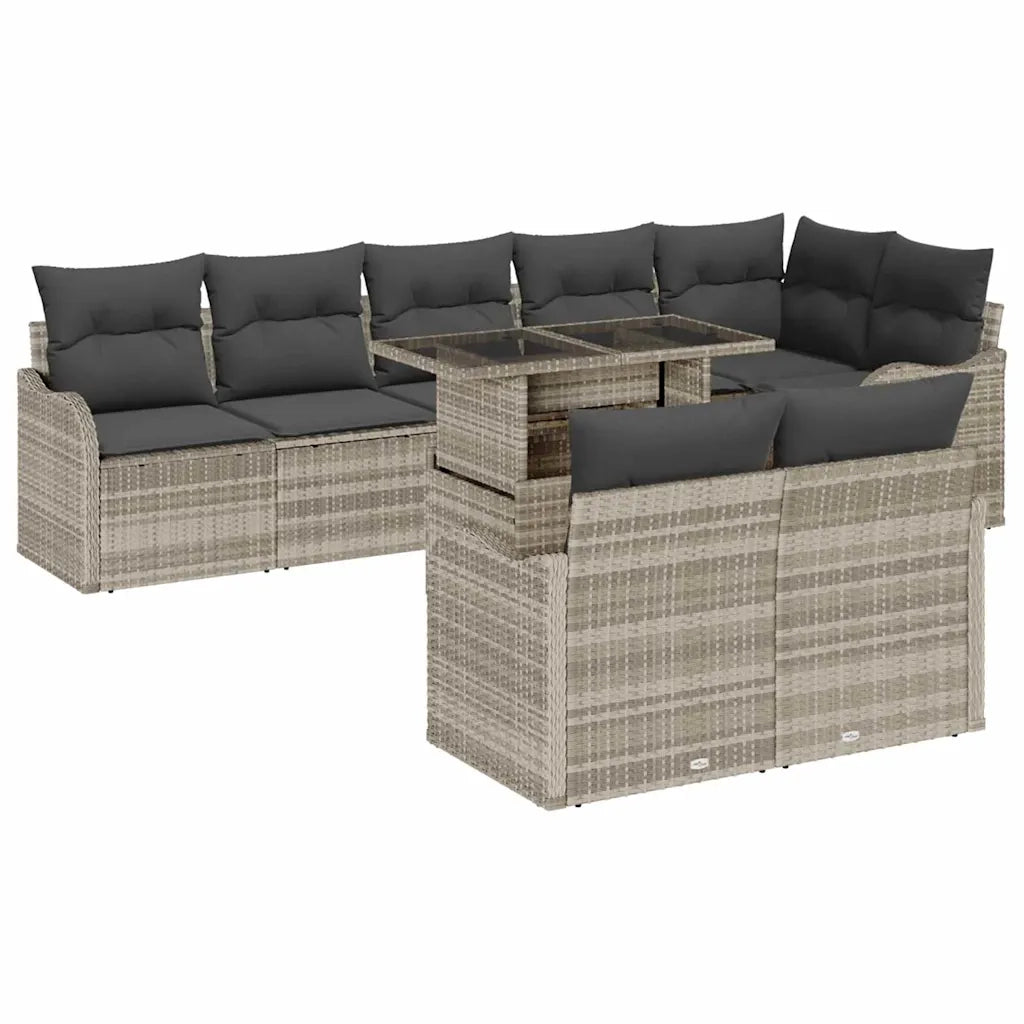 Set Divano da Giardino con cuscino 9 pcs Grigio chiaro