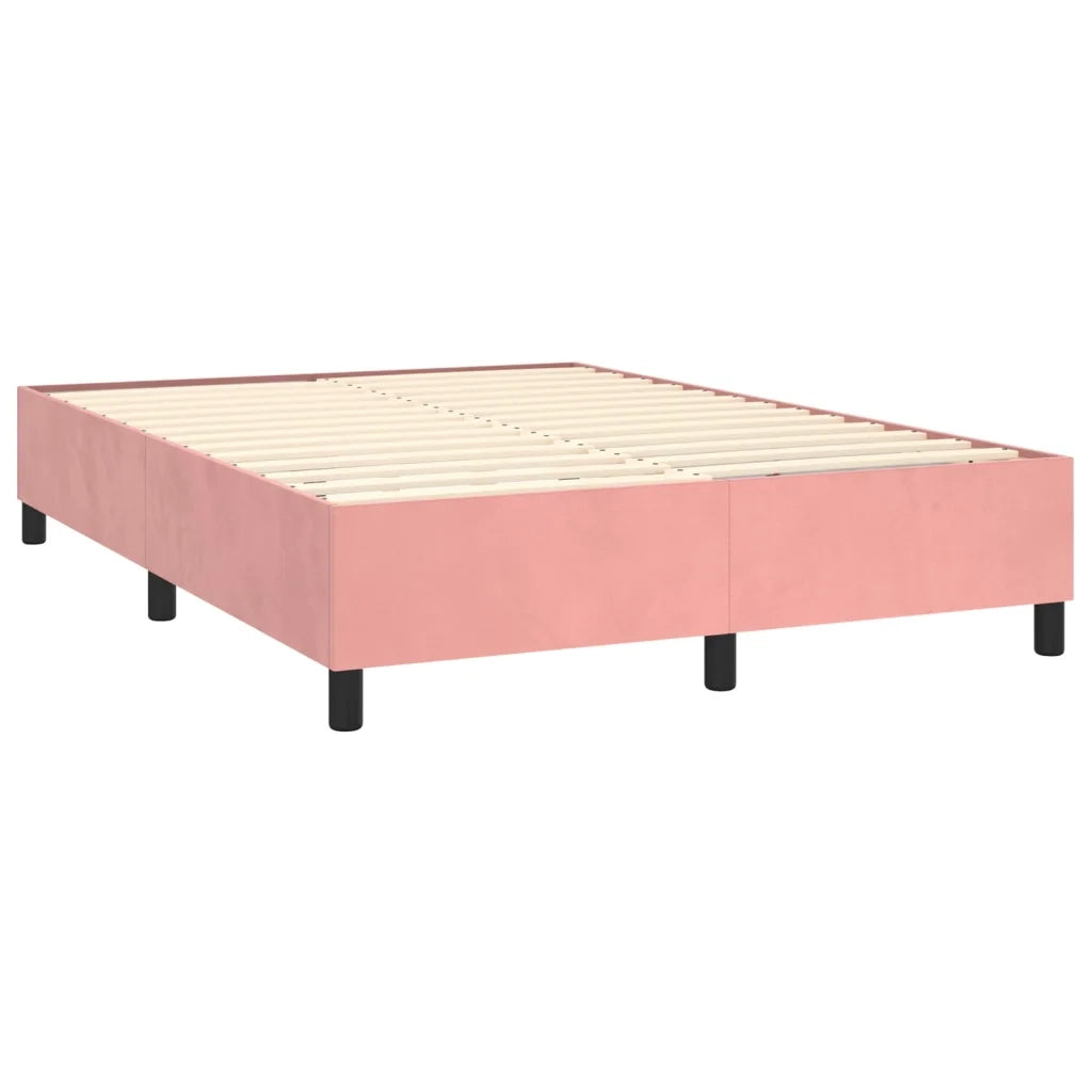 Letto a Molle con Materasso e LED Rosa 140x190 cm in Velluto 3136304