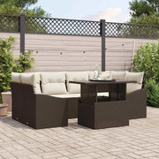 Set Divano da Giardino 7 pcs Marrone e Crema polyrattan 3348934