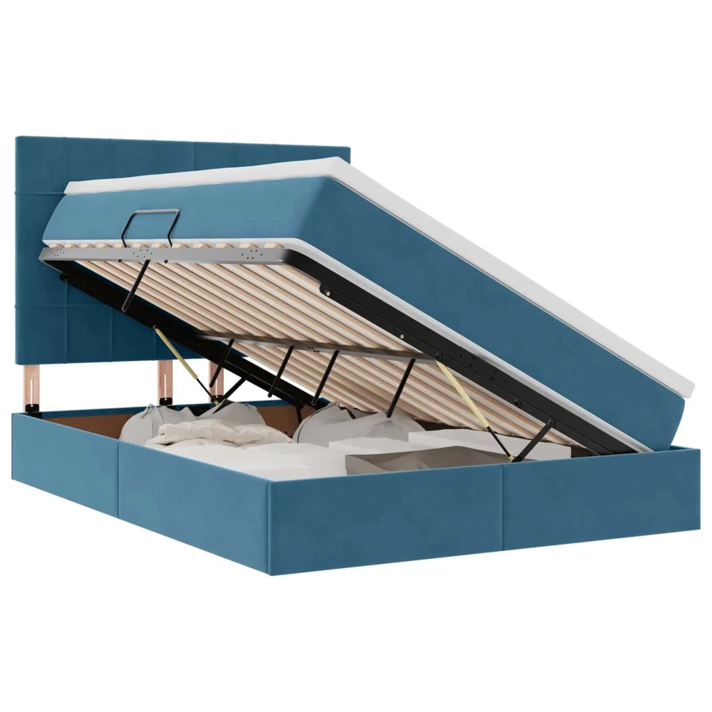 Letto con contenitore e materasso Blu Scuro 140 x 200 cm 3372037