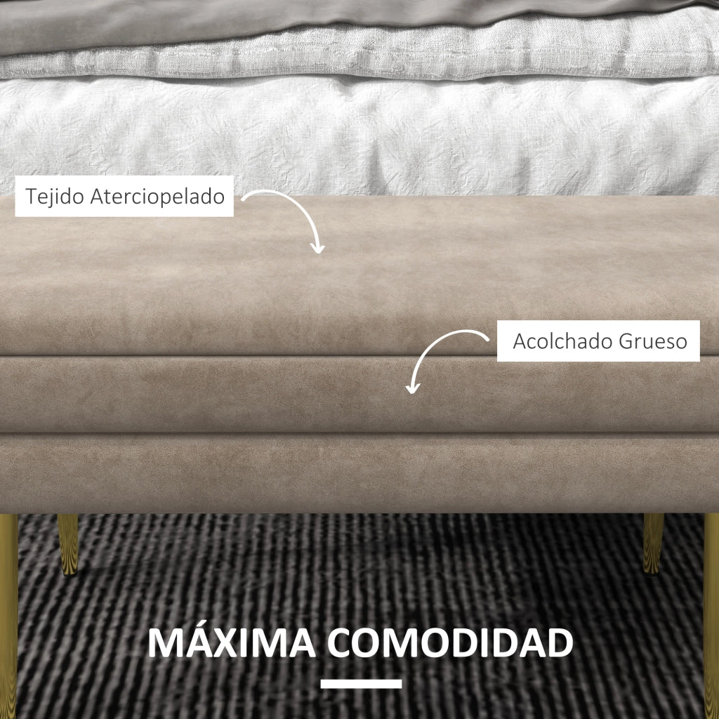 Pouf con contenitore ¨C Minimal ¨C beige velluto 79.5x37.5x43 cm