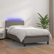 Giroletto Molle con Materasso e LED-Struttura Letto Grigio 100x200cm Similpelle