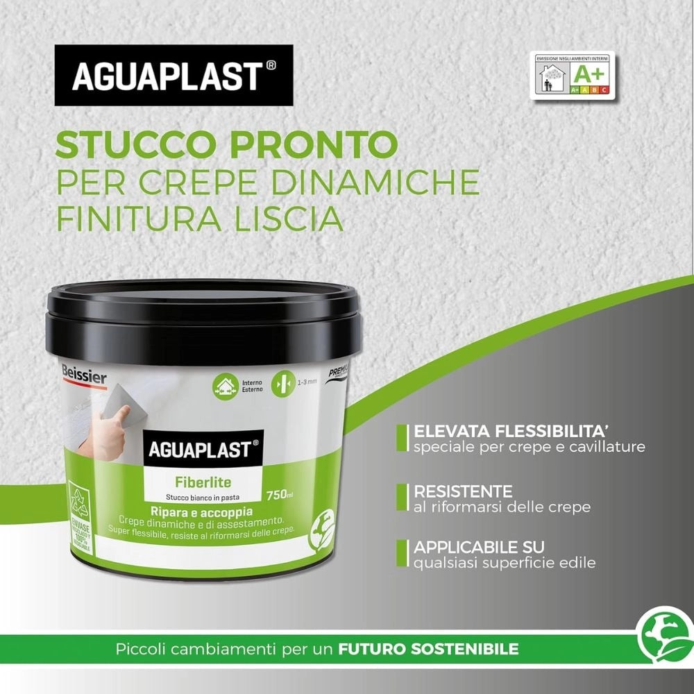 Aguaplast fiberlite stucco per crepe dinamiche e cavillature finitura liscia 750 ml