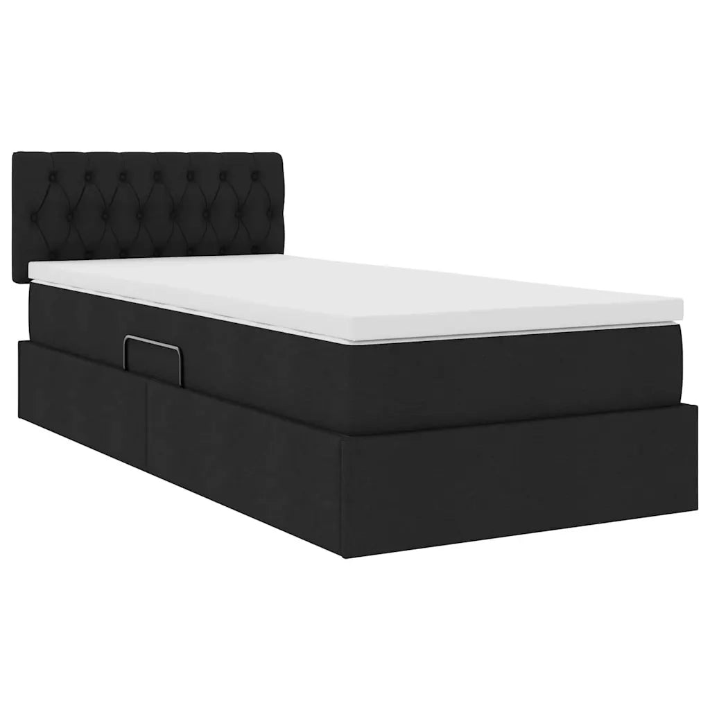 Letto con contenitore e LED con led Nero 100 x 200 cm Tessuto 3371189