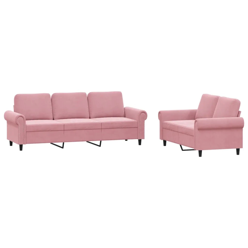 Set di Divani 2 pz con Cuscini rosa in Velluto 3202253