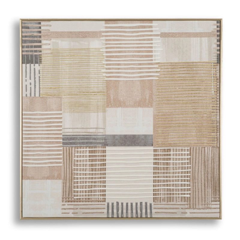 Stampa Dipinta Su Tela Lignes Con Cornice -b- cm 60x3x60
