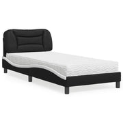 Letto con Materasso Hvar Nero e Bianco 80x200 cm in Similpelle