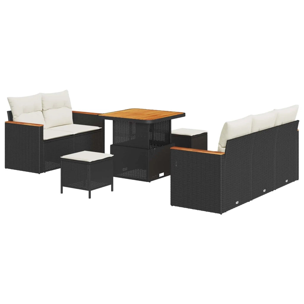 Set Divano da Giardino 8 pcs Nero polyrattan 3362855
