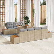 Set Divano da Giardino con cuscino 8 pcs Beige Poly Rattan
