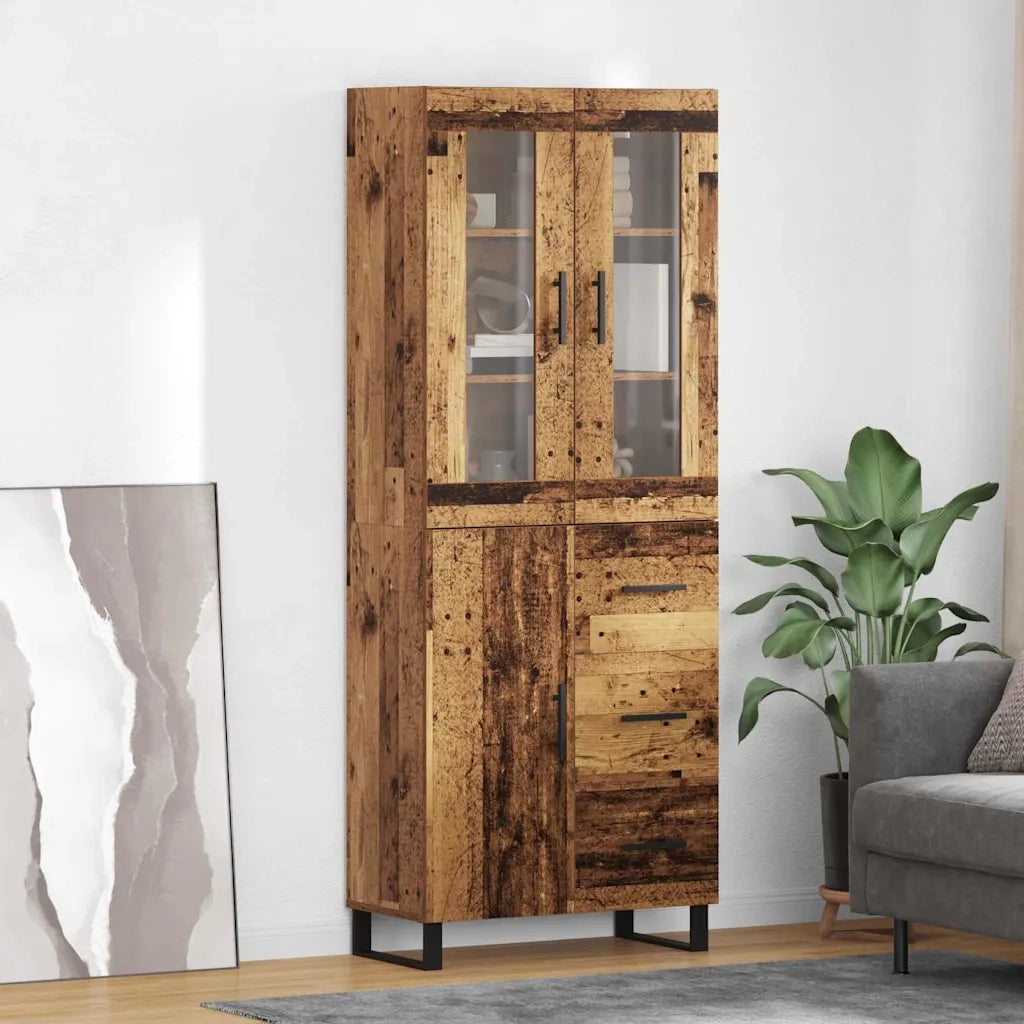 Credenza 2 pcs Legno vecchio Legno Stratificato e Vetro 3415681