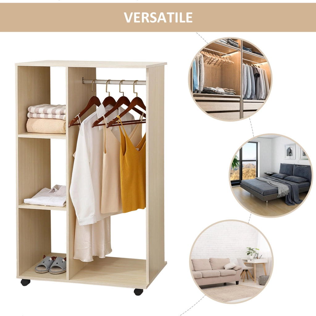 Scarpiera con Ripiani e Attaccapanni ¨C Minimal ¨C Beige 80x40x128 cm