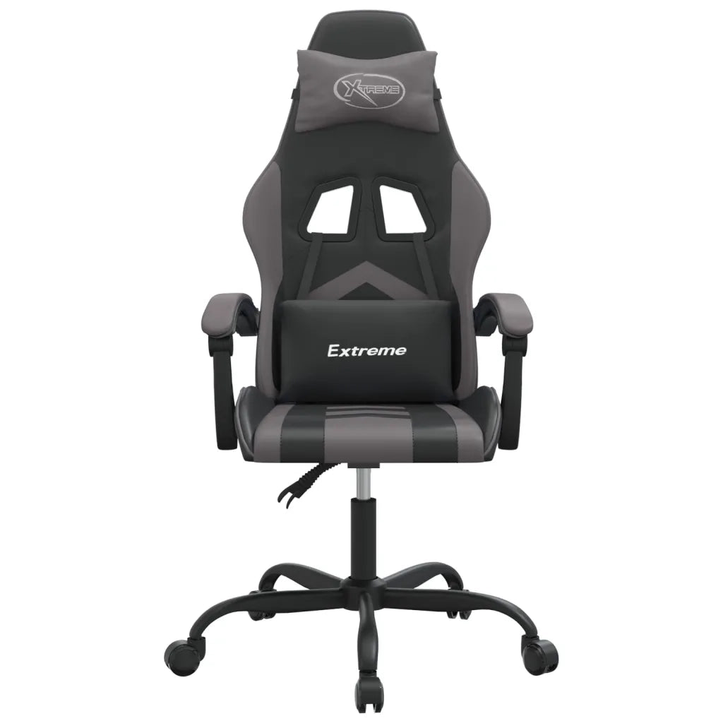 Sedia da Gaming Girevole Nera e Grigia in Similpelle 349595