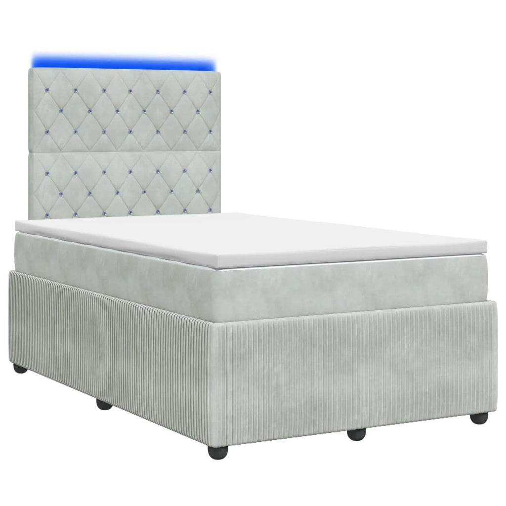 Letto Box Spring LED con Materasso Grigio Chiaro 120 x 190 cm 3456023