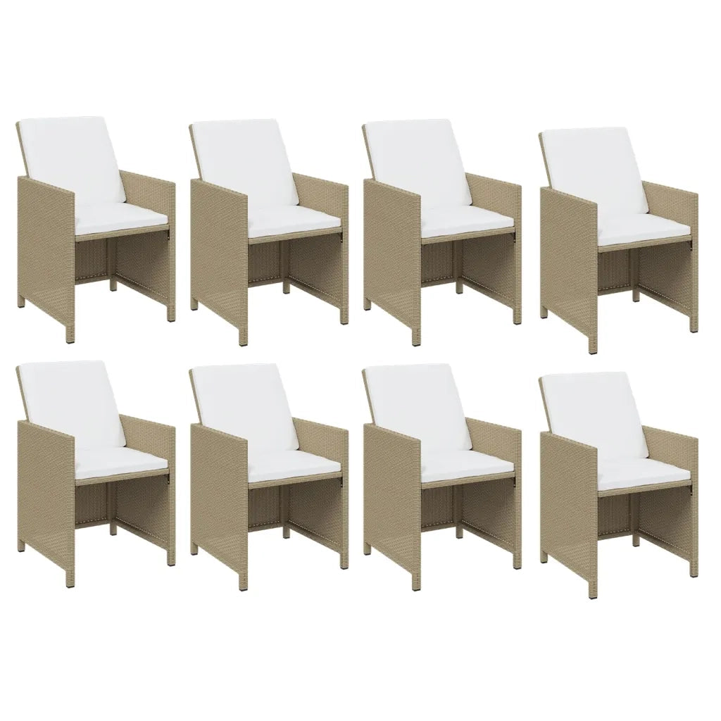 Set da Pranzo da Giardino 9 pz con Cuscini in Polyrattan Beige 3095581