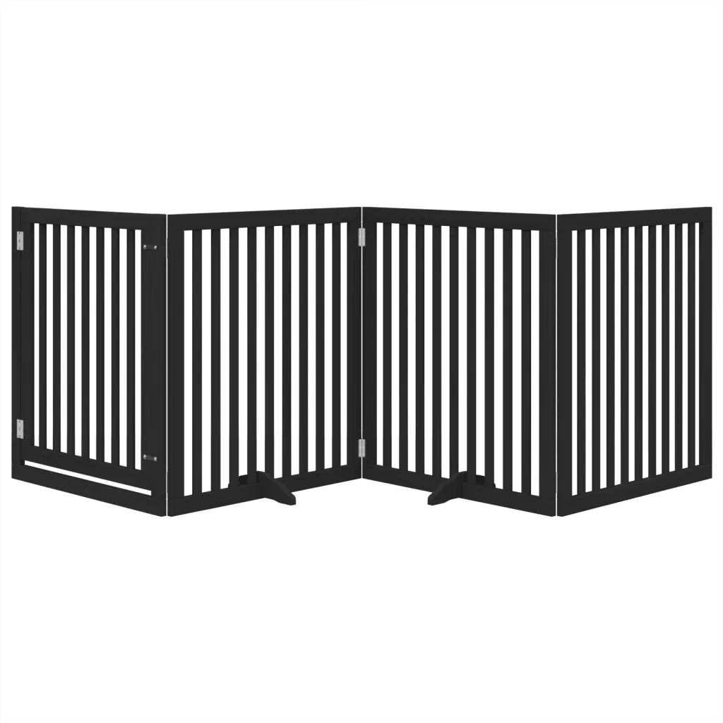 Cancello per Cani Porta Pieghevole Nero 4 Pannelli 320cm Pioppo 352259