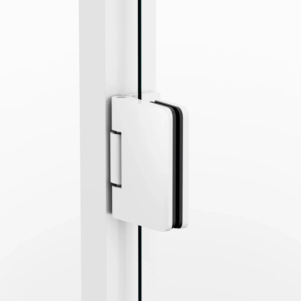 Box doccia frontale GLASS fisso + porta battente chiusura magnetica 130 cm (127-130; fisso 60+porta 70) bianco