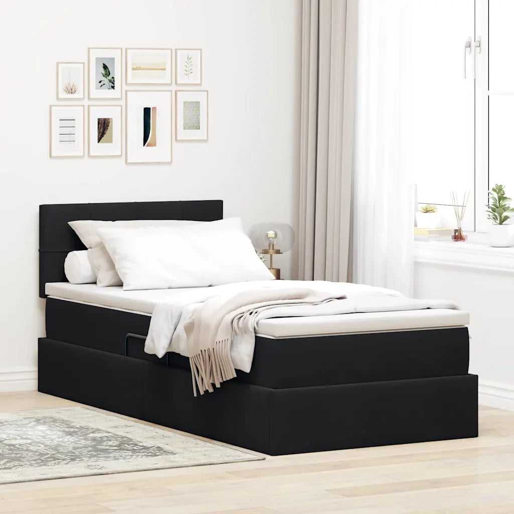 Letto con contenitore e LED con led Nero 90 x 200 cm Velluto 3371369