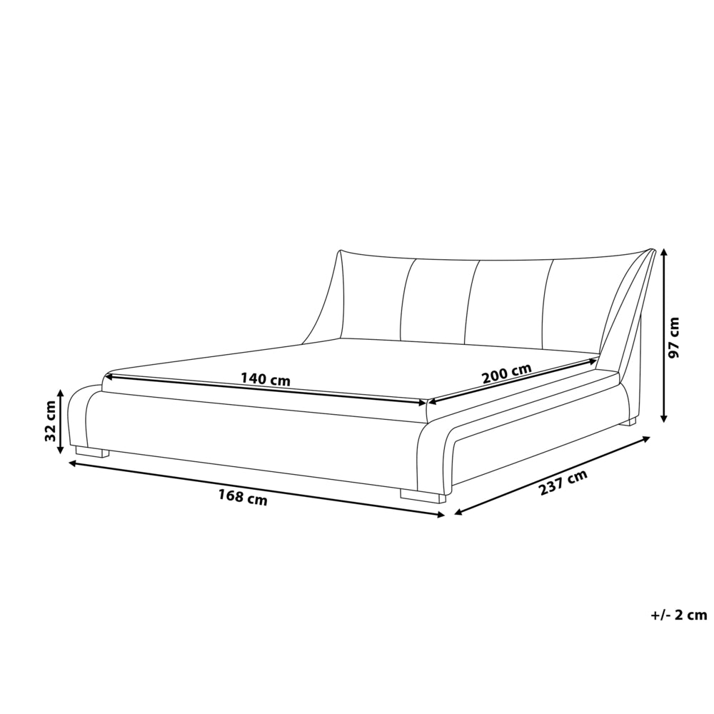 Letto Imbottito Grigio con Rete a Doghe Cuciture Decorative 140 x 200 cm