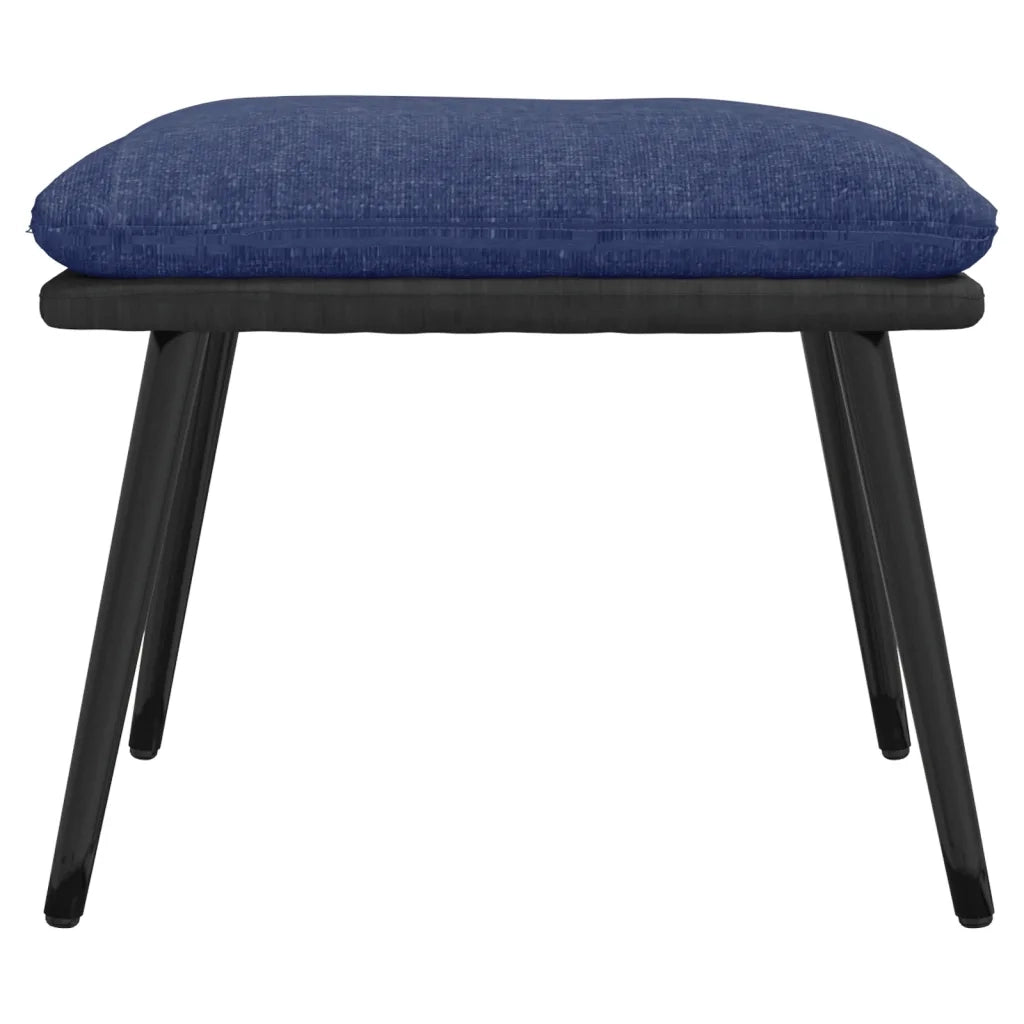 Poltrona Relax con Sgabello Blu in Tessuto e Similpelle 3097510