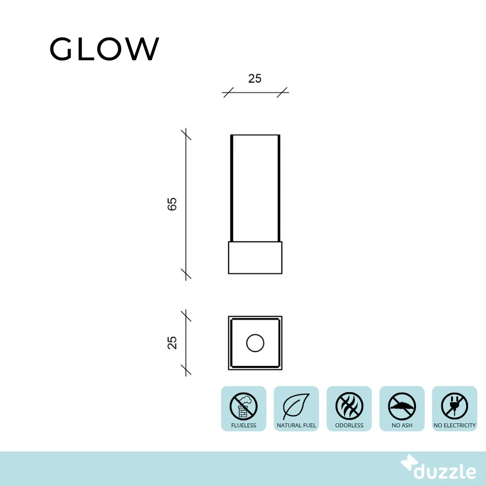 Glow, Caminetto al bioetanolo Grigio (25cm X 25cm H. 65cm) | Duzzle