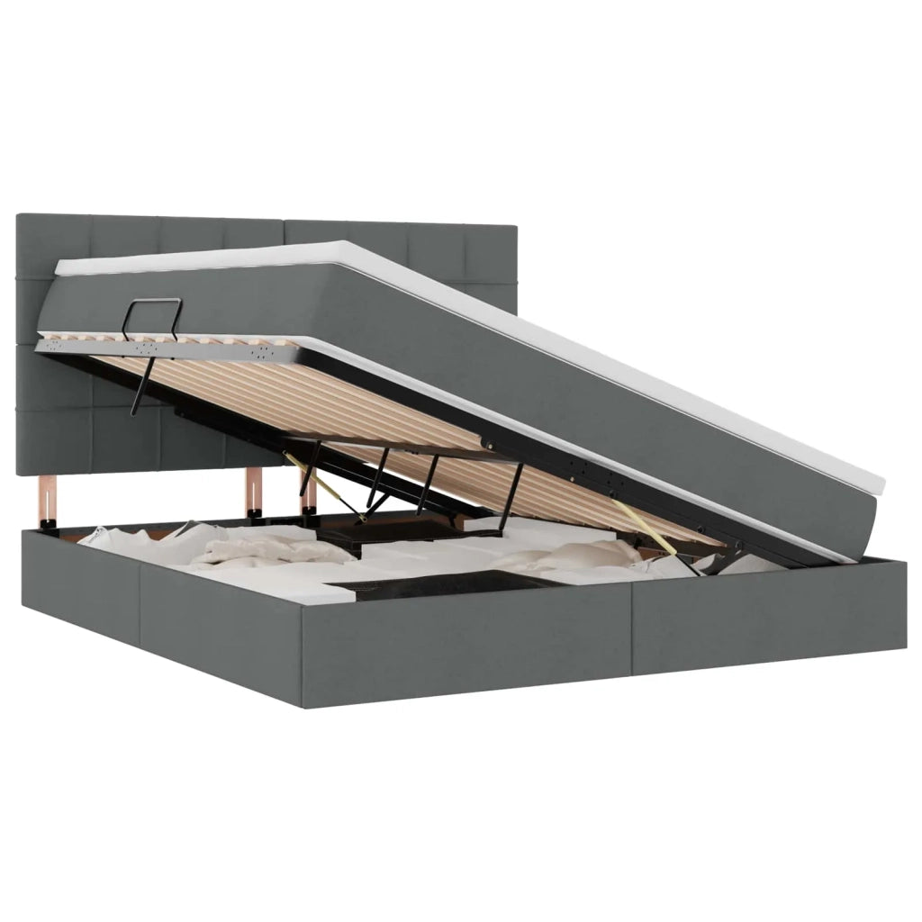 Letto con contenitore e LED con led Grigio scuro 180 x 200 cm 3372433