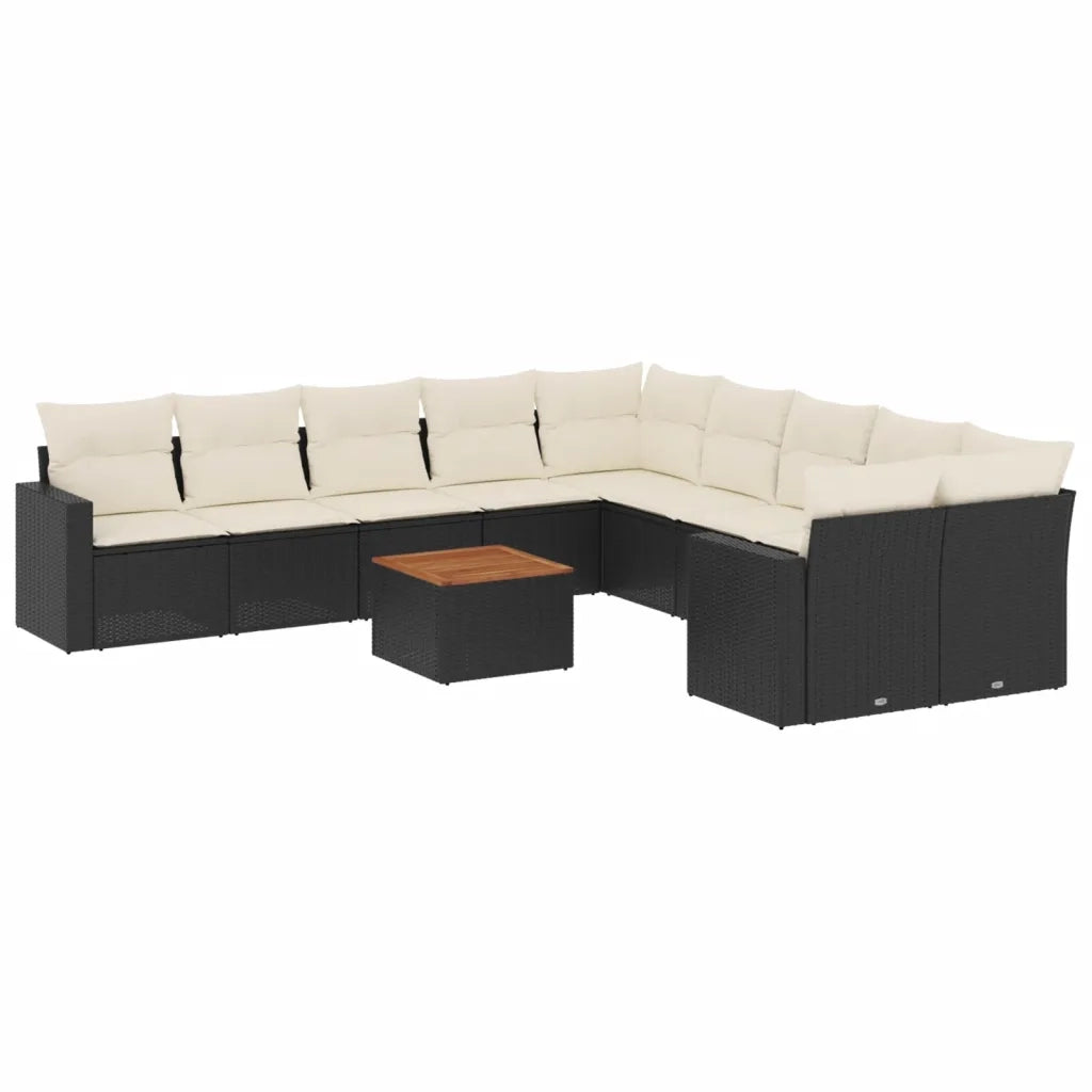 Set Divani da Giardino 11 pz con Cuscini in Polyrattan Nero 3256644