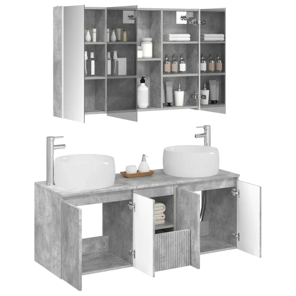 Set di Armadi da Bagno 4 pz Grigio Cemento Legno ingegnerizzato 3406546