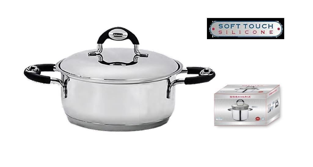 Pentola Casseruola in Acciaio con Coperchio New Bavaria 22 cm